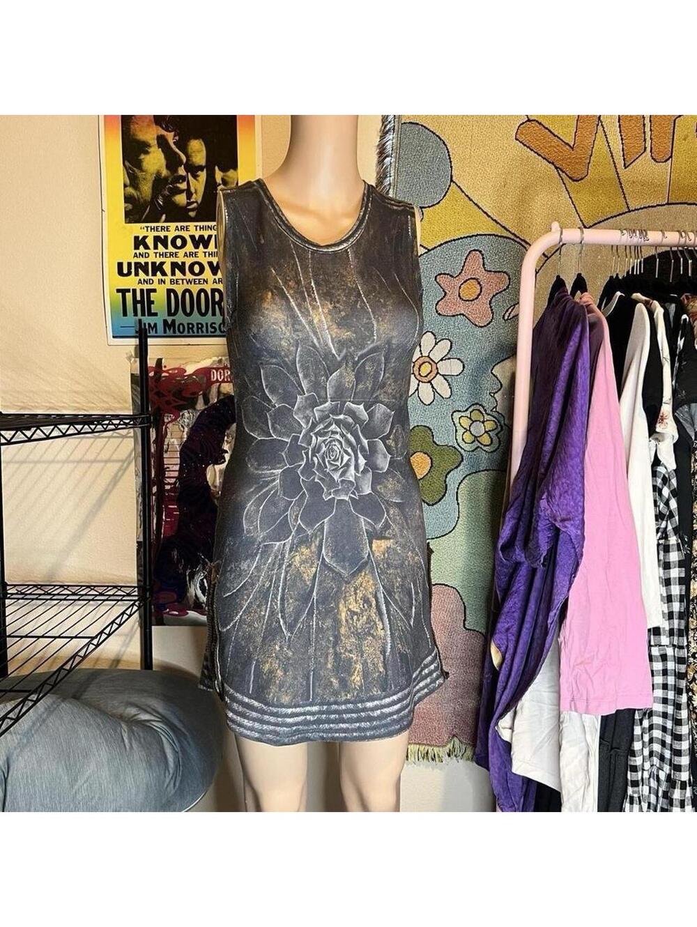 Vintage Verdette Grunge Floral Mini Dress